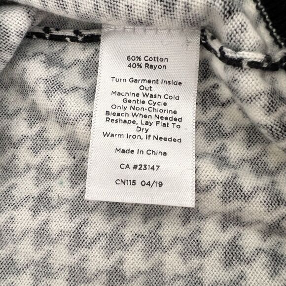Talbots Size XP Button Up Cardigan Sweater Black White Houndstooth Stretch - Picture 4 of 5